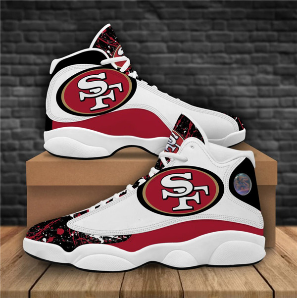 Men's San Francisco 49ers AJ13 Series High Top Leather Sneakers 004